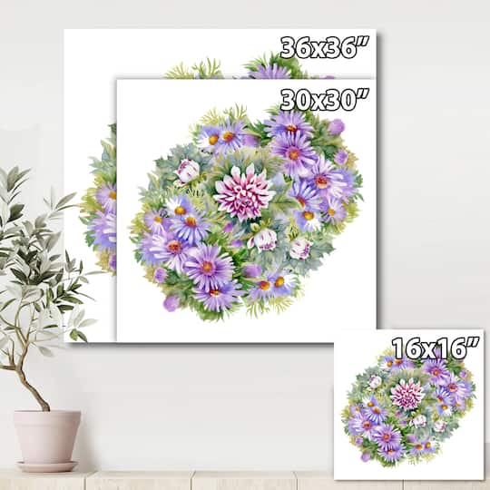 Designart - Bouquet With Purple Chrysanthemums and Daisies